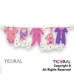 CARTEL BABY SHOWER GOMA EVA LB ROSA x 1